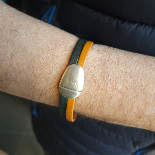 Bracelet en cuir bicolore