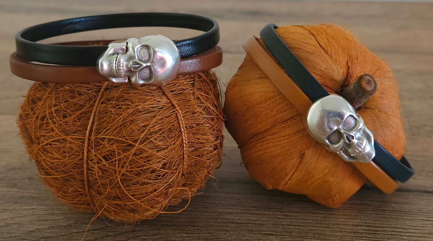 Bracelet en cuir bicolore