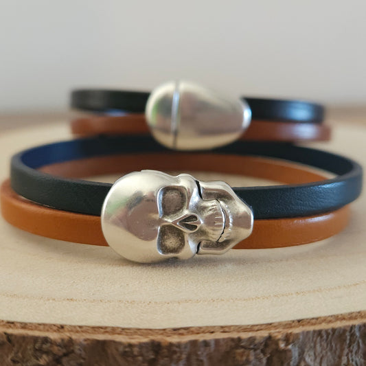Bracelet en cuir bicolore