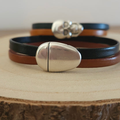 Bracelet en cuir bicolore