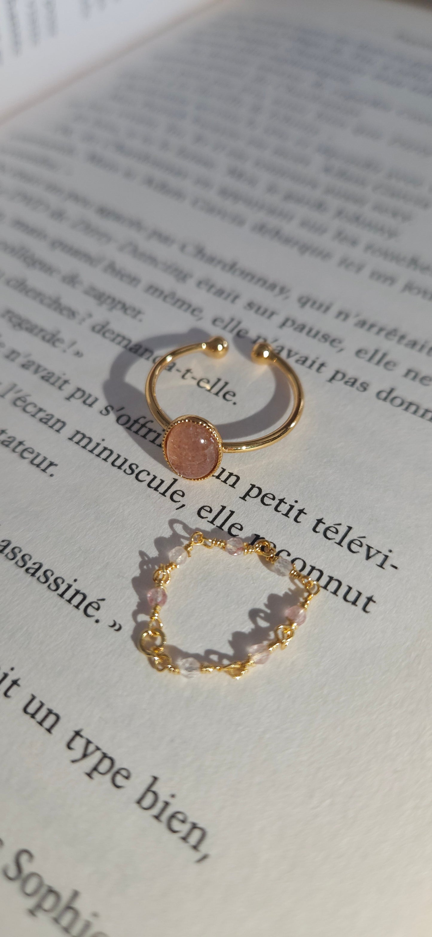 Duo de bagues en pierres naturelles