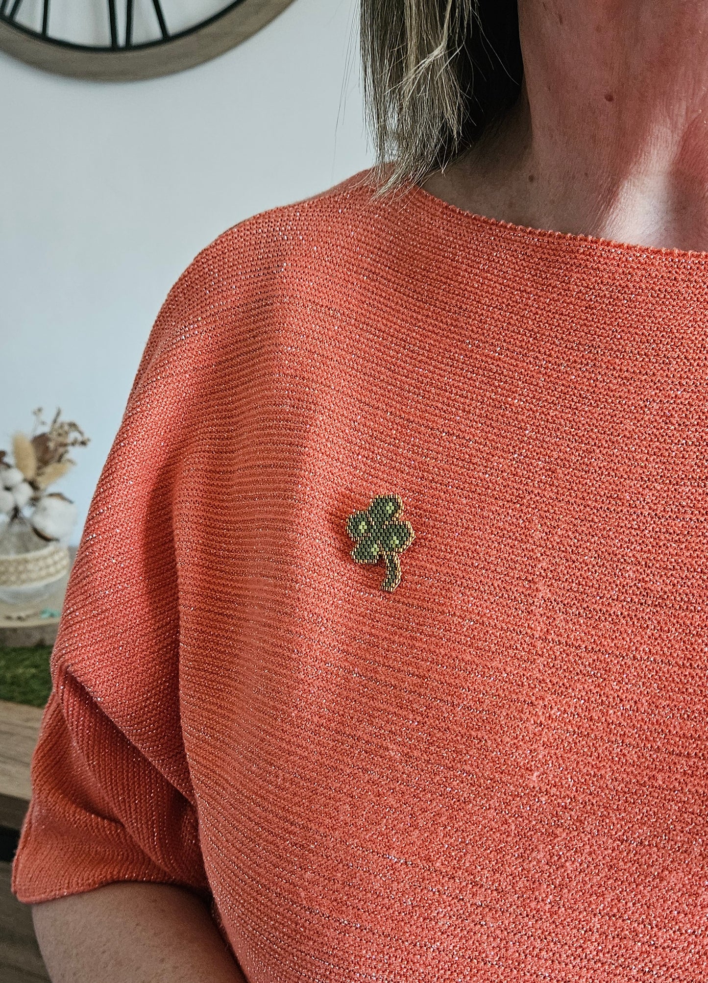 Magnet ou broche trèfle en perles Miyuki