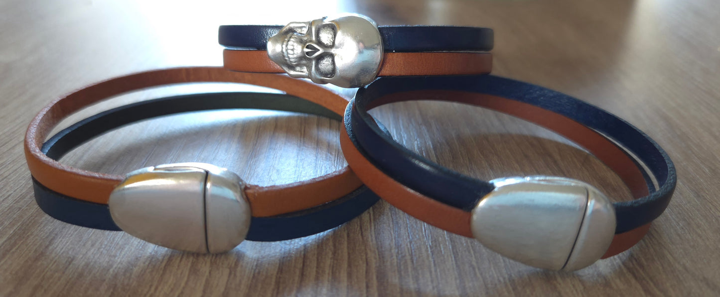 Bracelet en cuir bicolore