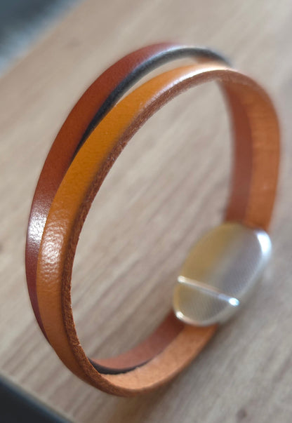 Bracelet en cuir bicolore